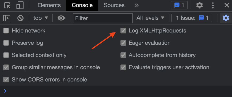 Image of setting to log network requests